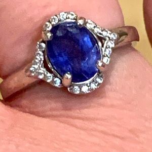 Natural Ceylon sapphire ring on silver size 7